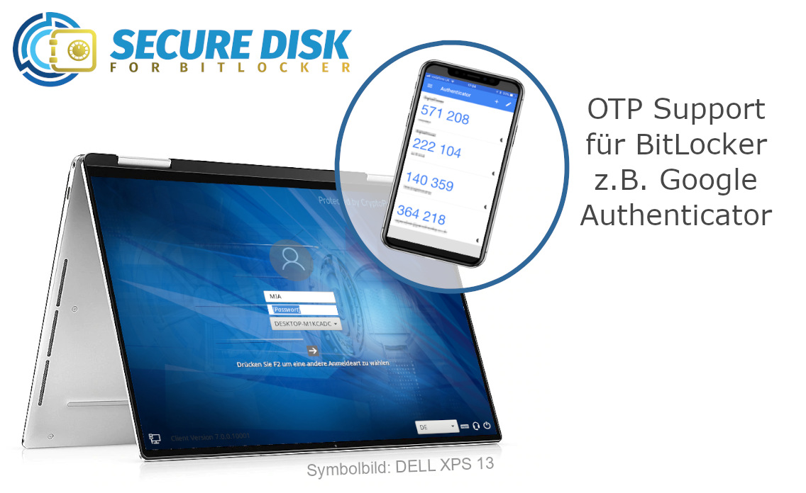 Secure Disk for BitLocker OTP Support mit Google Authenticator